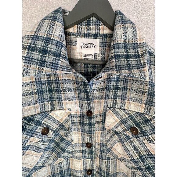 Boston Traders Tweed Shirt Jacket Sacket M Plaid Multi Western - Picture 2 of 16